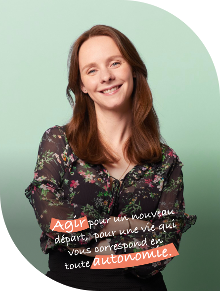 photo de Laurie Onodi experte en coaching avec un texte "agir pour un nouveau départ, pour une vie qui vous correspond en toute autonomie"